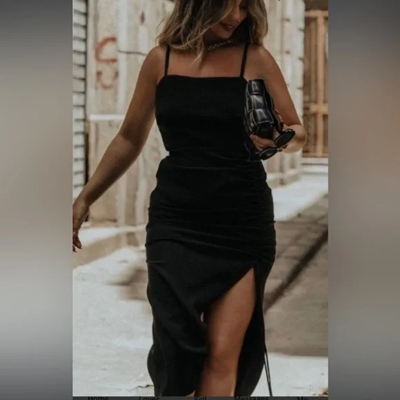 NWT Zara Black Ruched Dress - Picture 3 of 7